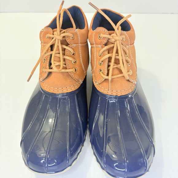 Tommy Hilfiger Navy and Tan Winter Duck Rain Boots Sz7 Classic Timeless Preppy - Picture 5 of 13